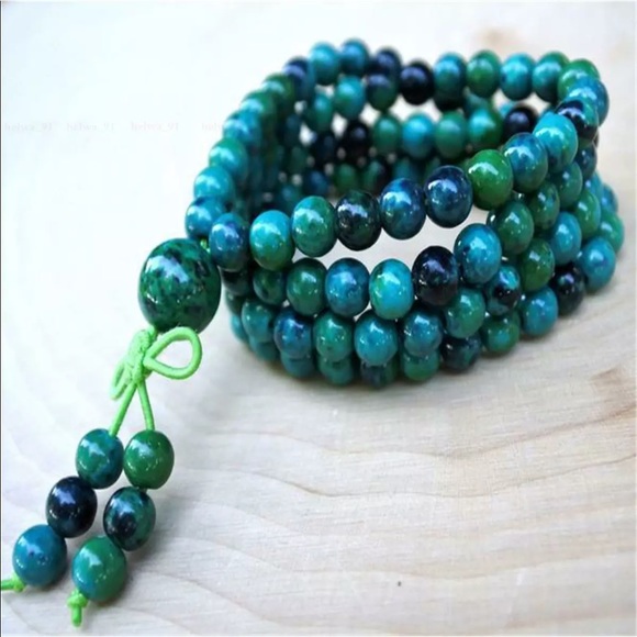 6mm natural Chrysocolla Gemstone bracelet/necklace - Picture 2 of 5